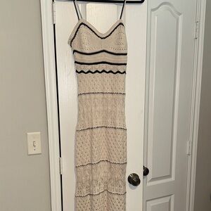 Cream and Black Crochet Dress